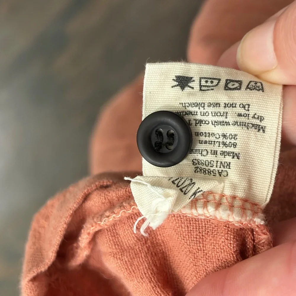 Kyte Baby Romper 6-12m Terracotta Orange‎ Linen Cotton Henley Sleeveless Pocket